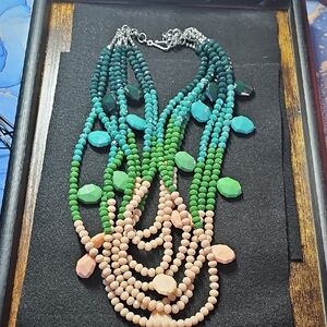 Sassy Jones Green and Cream Beaded Necklace